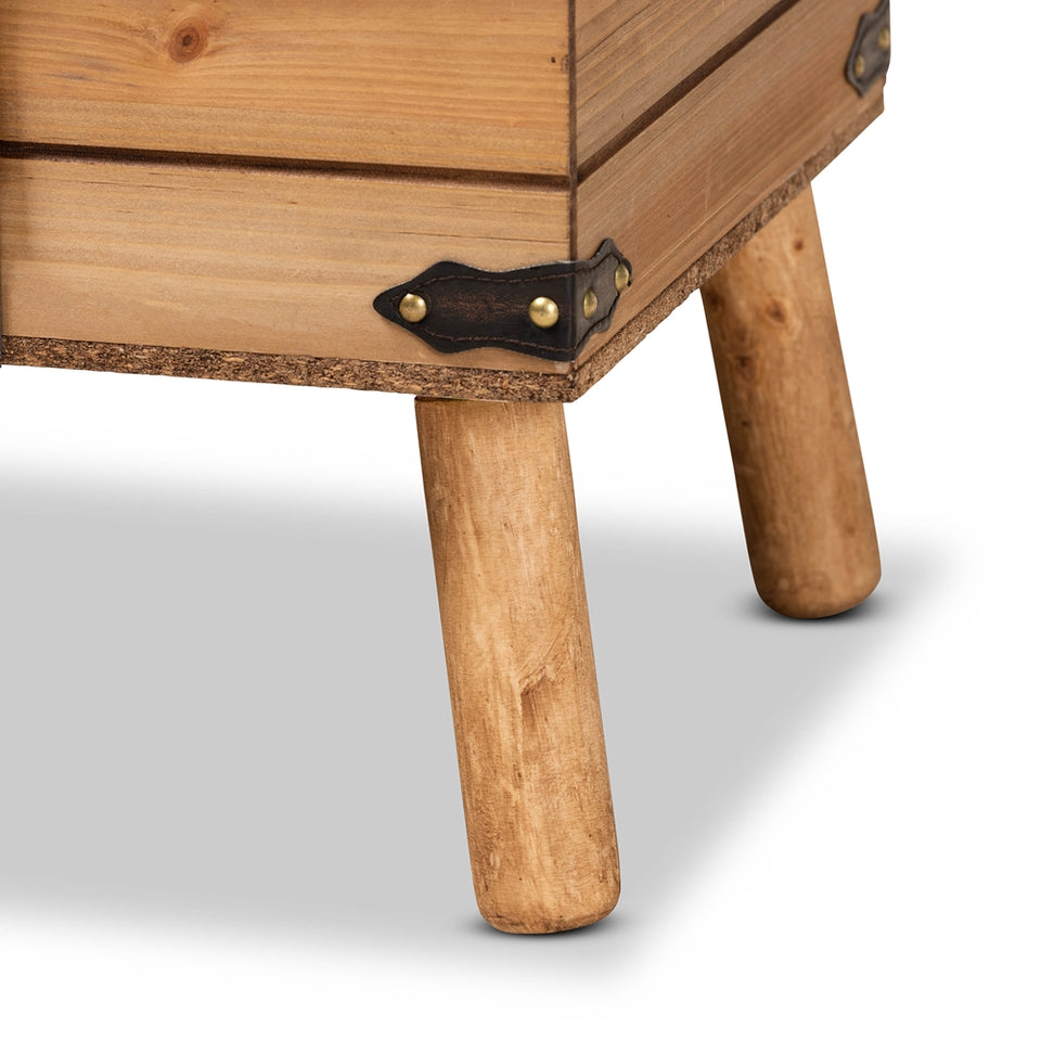 Amena Large rustic transitional storage ottoman.