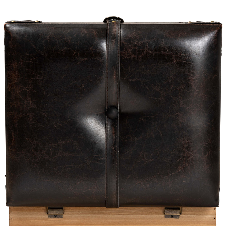 Amena rustic transitional small storage ottoman.