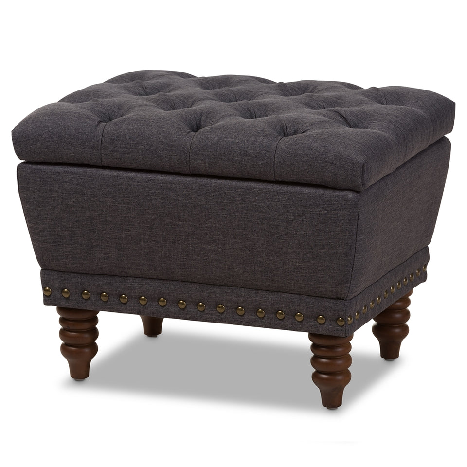 Annabelle modern button-tufted storage ottoman.