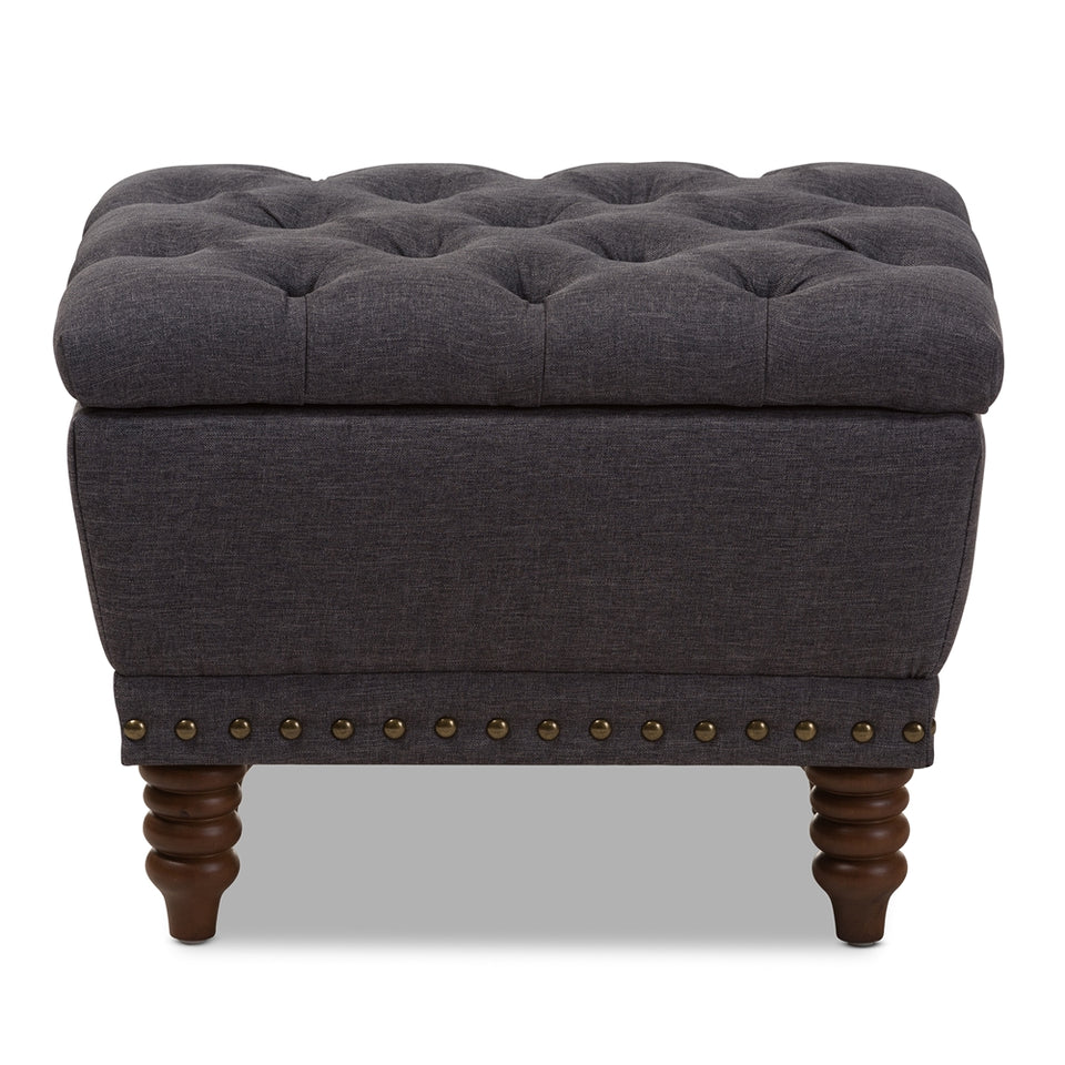 Annabelle modern button-tufted storage ottoman.