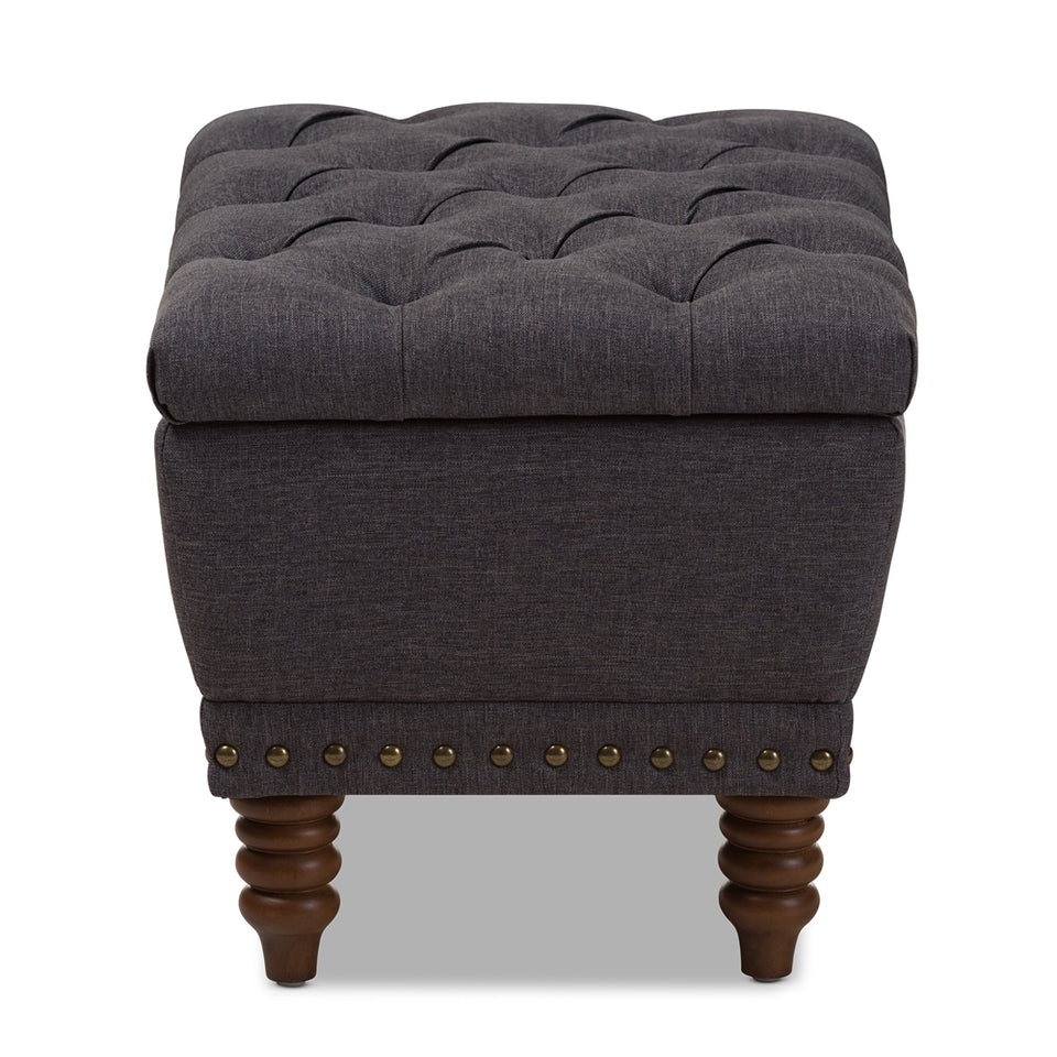 Annabelle modern button-tufted storage ottoman.