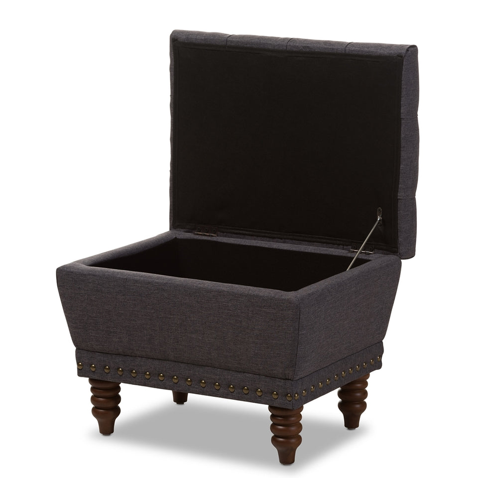 Annabelle modern button-tufted storage ottoman.