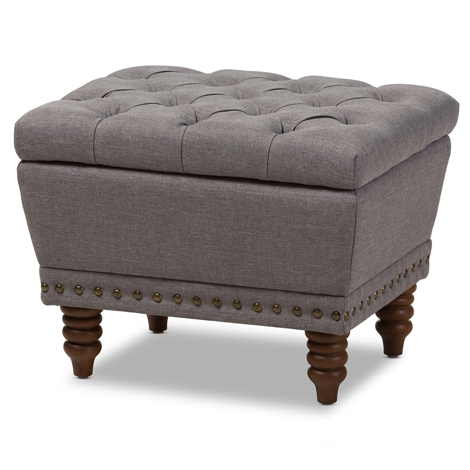 Annabelle modern button-tufted storage ottoman.