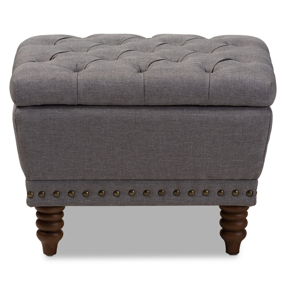 Annabelle modern button-tufted storage ottoman.