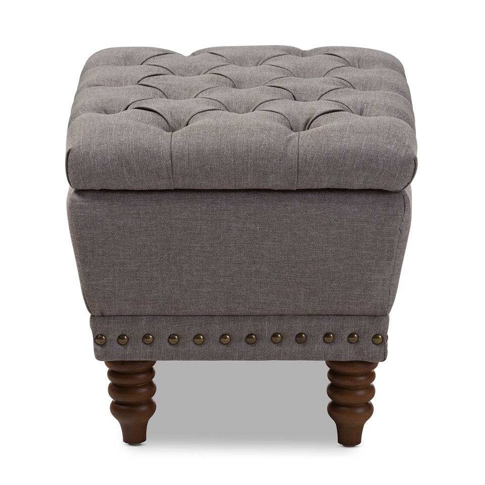 Annabelle modern button-tufted storage ottoman.