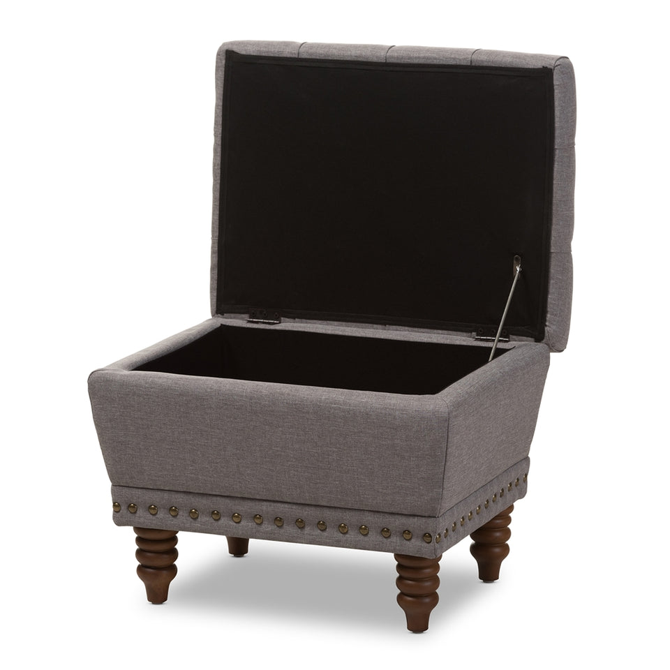 Annabelle modern button-tufted storage ottoman.