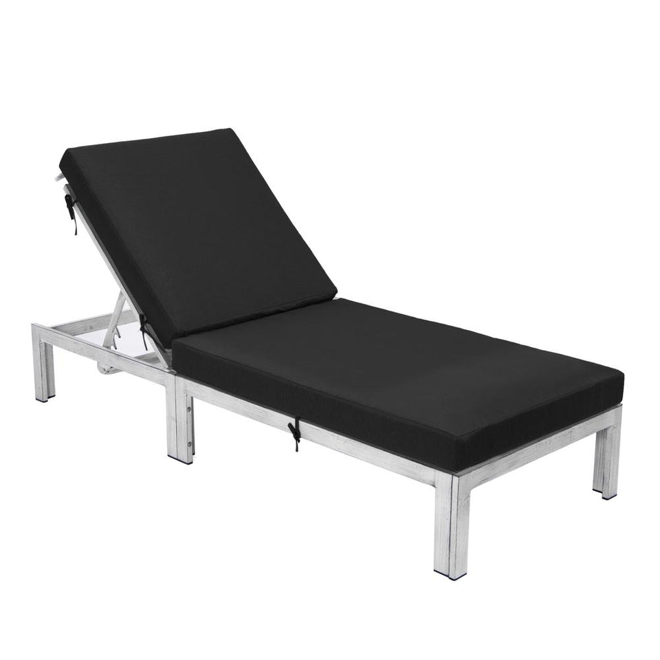 Chelsea Modern Outdoor Black Chaise Lounge Chair With Cushions