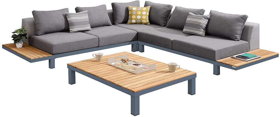 Polo Outdoor Set in Dark Grey and Grey Powder Coat Finish.