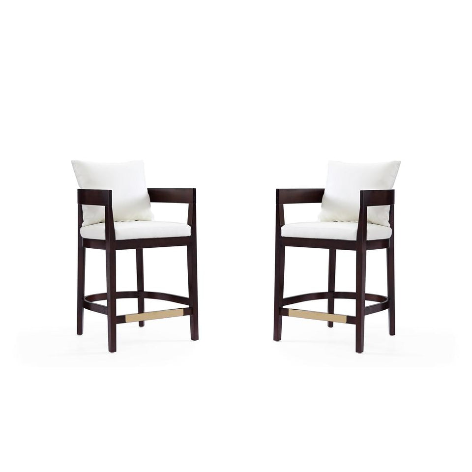 Ritz Counter Stool in Ivory and Dark Walnut