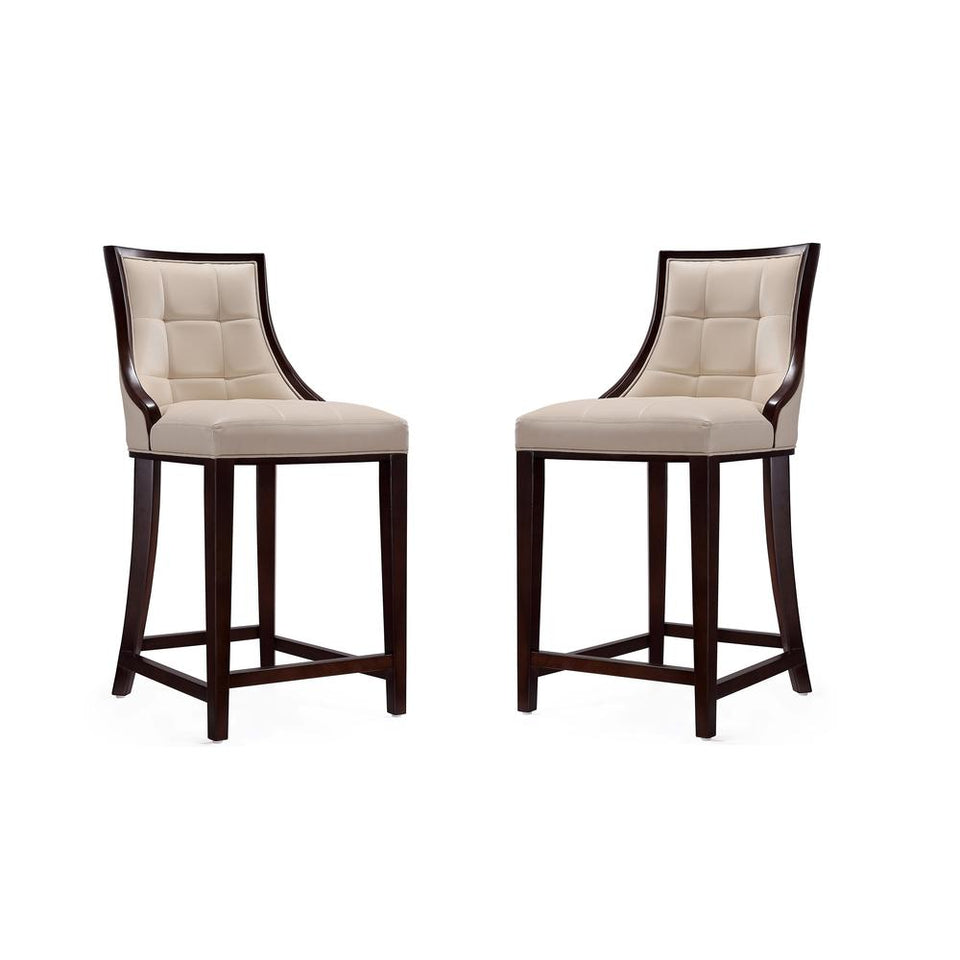 Fifth Ave Counter Stool in Cream and Dark Walnut