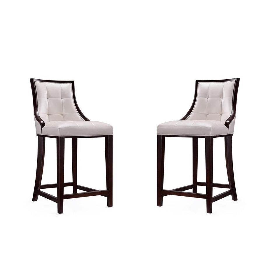 Fifth Ave Counter Stool in Pearl White and Walnut
