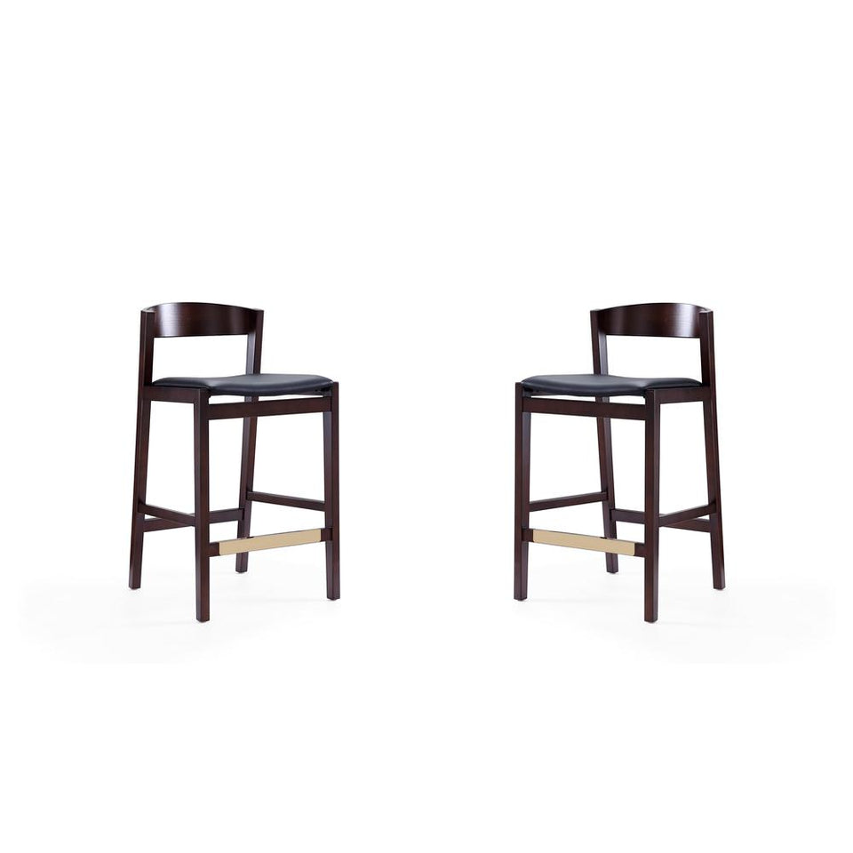 Klismos Counter Stool in Black and Dark Walnut