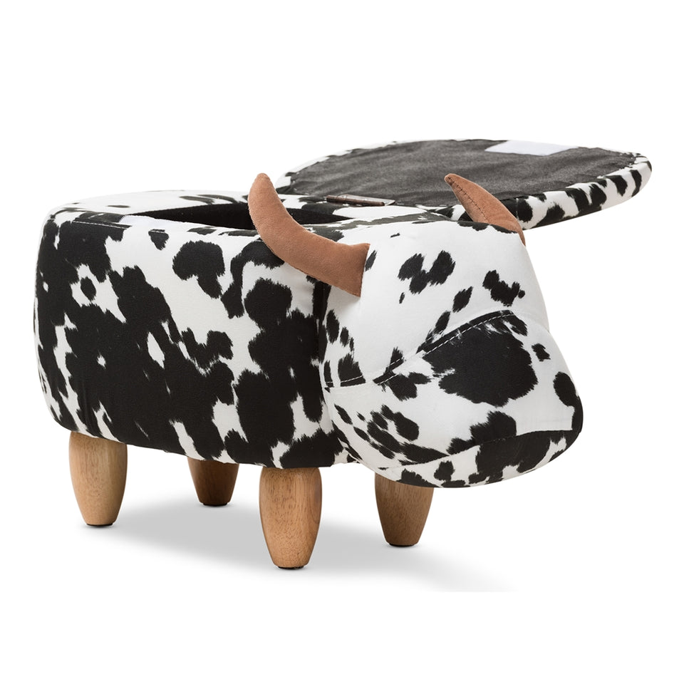 Mignonne contemporary wool upholstered buffalo storage ottoman.