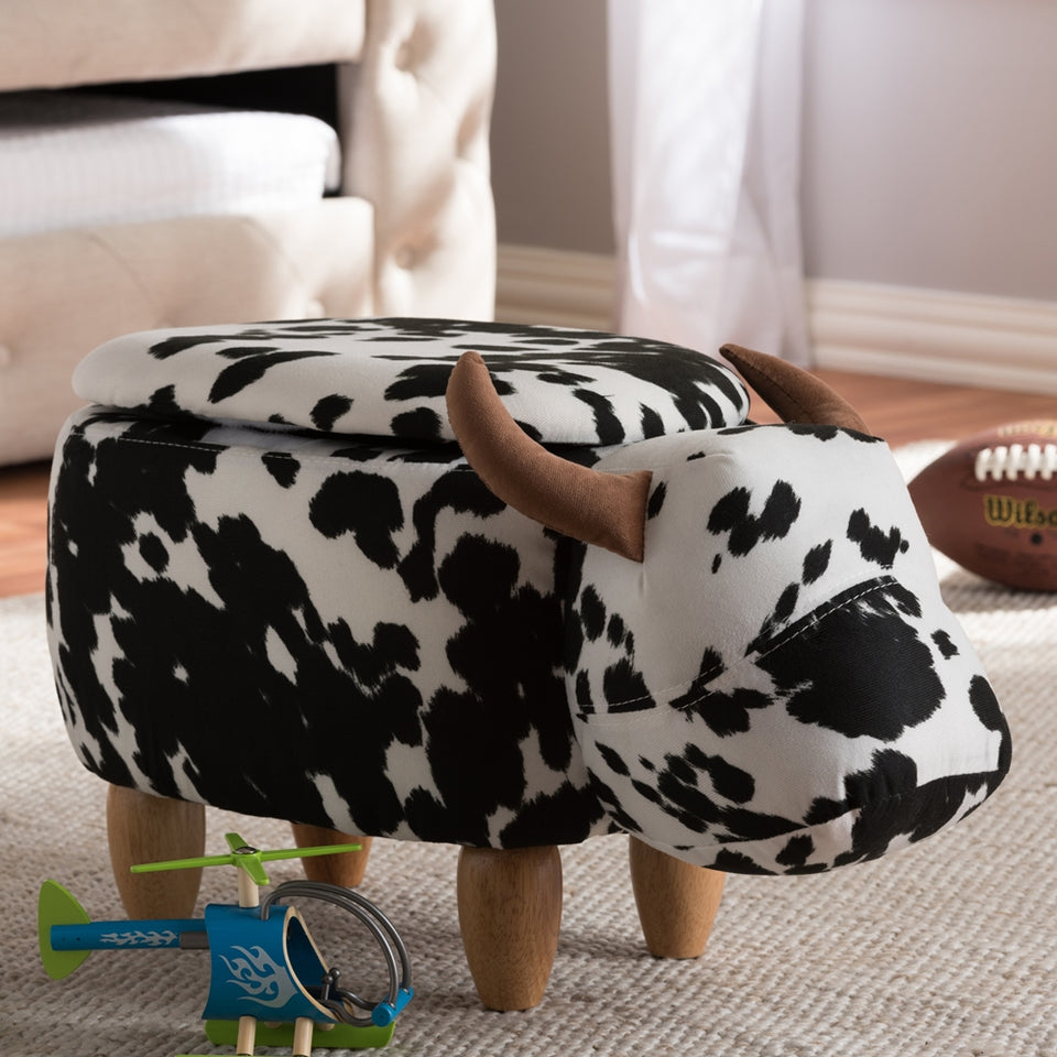 Mignonne contemporary wool upholstered buffalo storage ottoman.