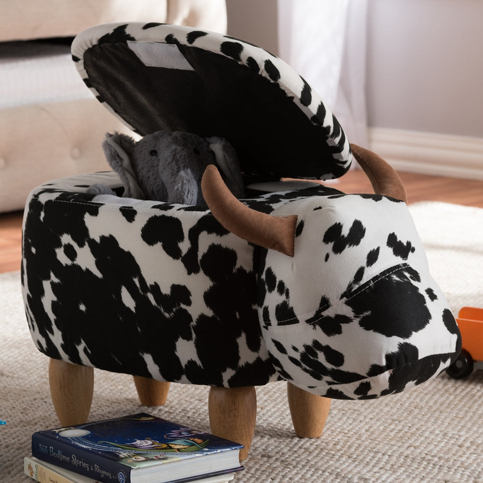 Mignonne contemporary wool upholstered buffalo storage ottoman.