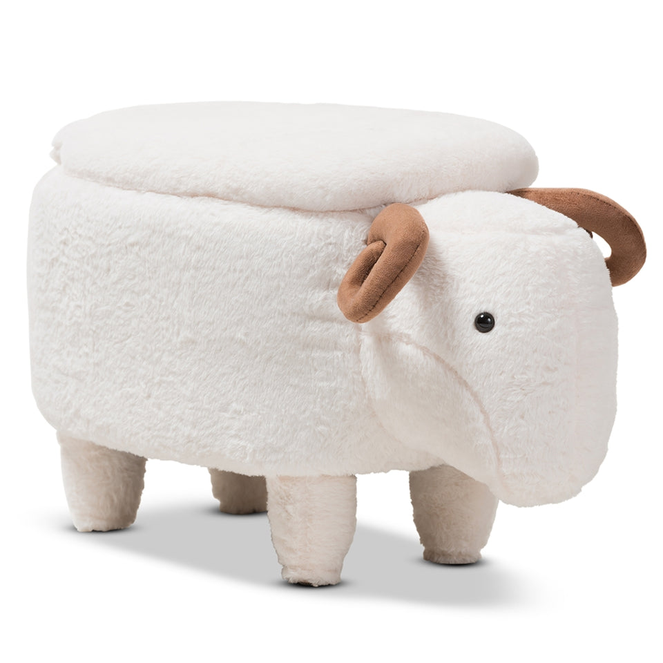 Pecora contemporary wool upholstered sheep storage ottoman.