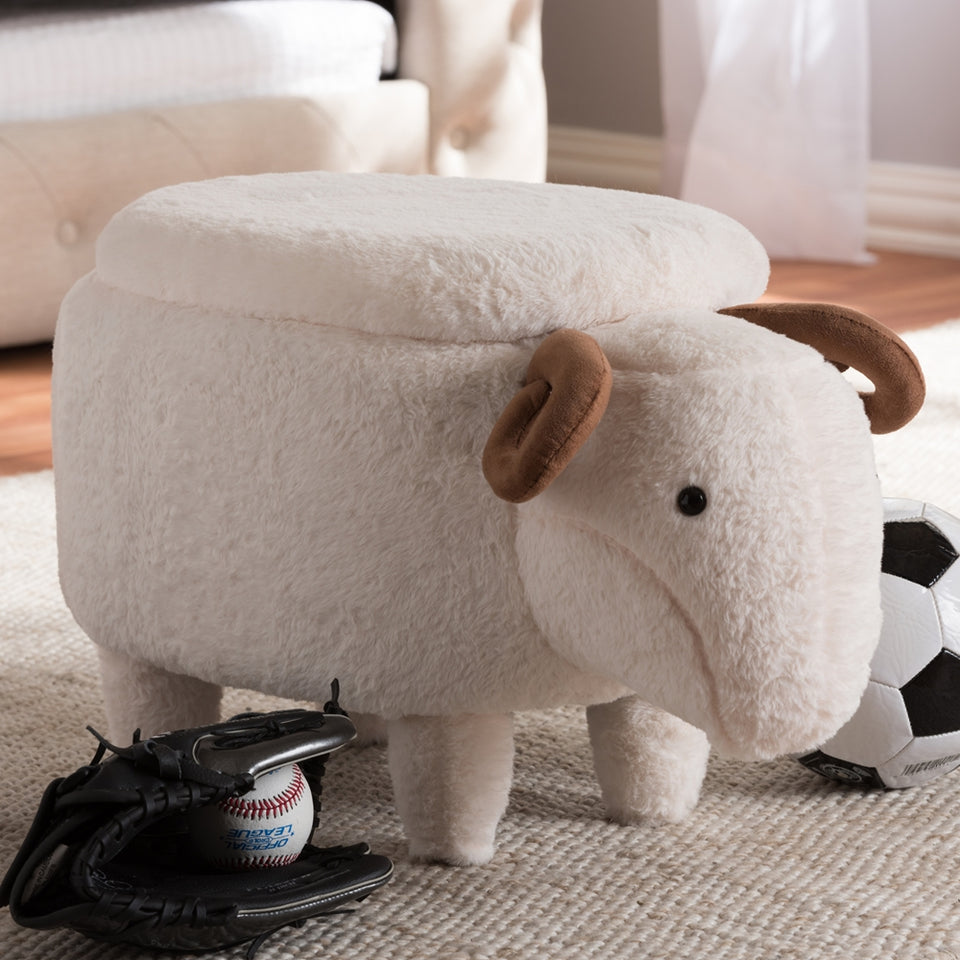 Pecora contemporary wool upholstered sheep storage ottoman.