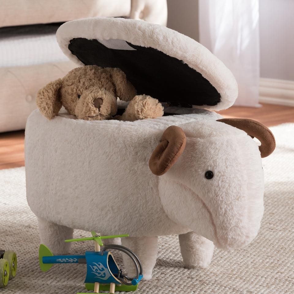 Pecora contemporary wool upholstered sheep storage ottoman.