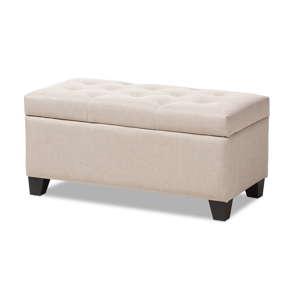 Michaela modern and contemporary upholstered storage ottoman.