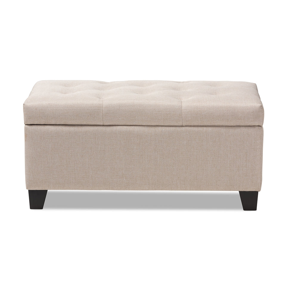 Michaela modern and contemporary upholstered storage ottoman.