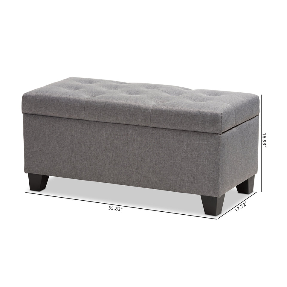 Michaela modern and contemporary upholstered storage ottoman.