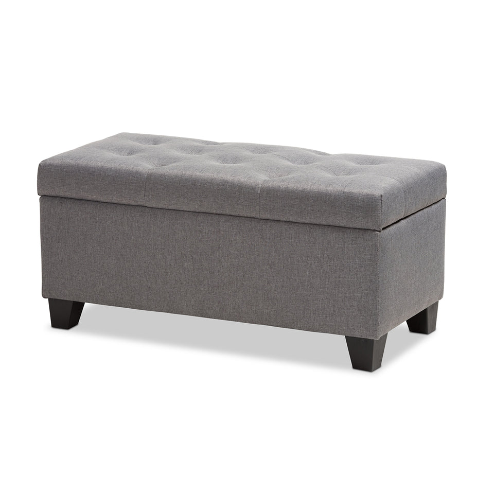 Michaela modern and contemporary upholstered storage ottoman.
