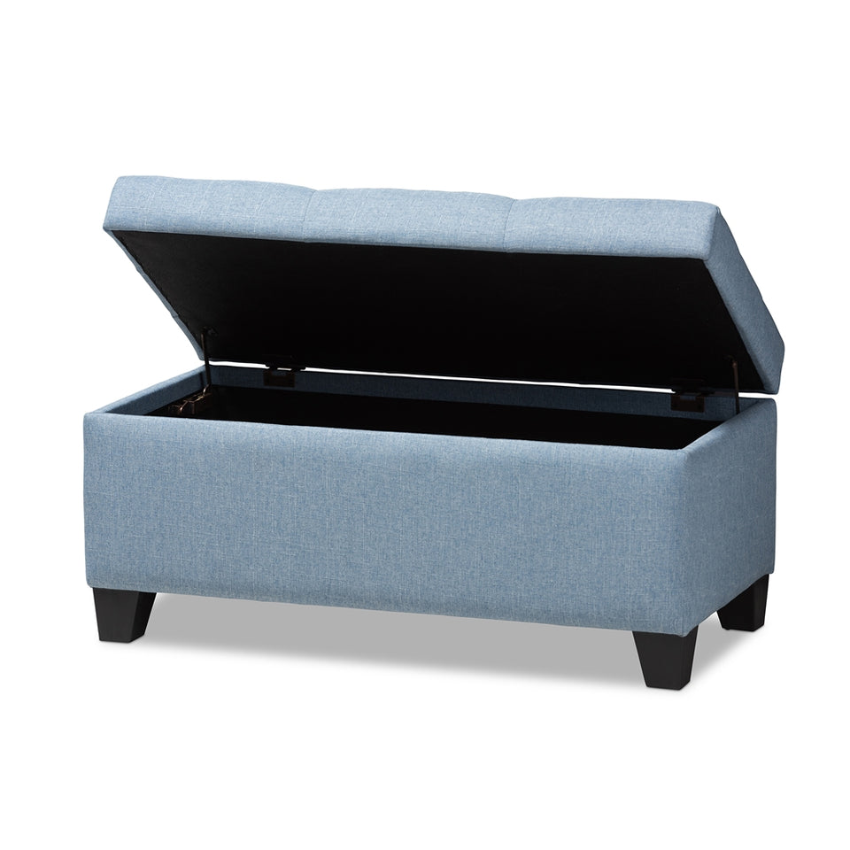 Michaela modern and contemporary upholstered storage ottoman.