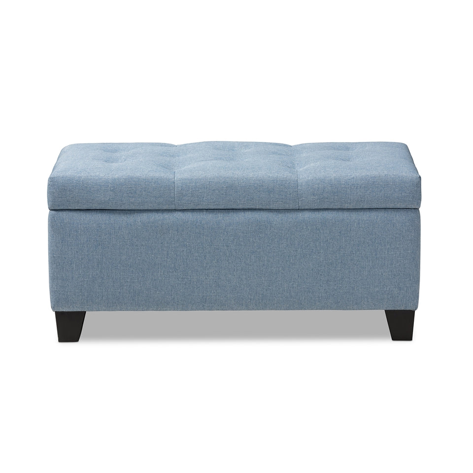 Michaela modern and contemporary upholstered storage ottoman.