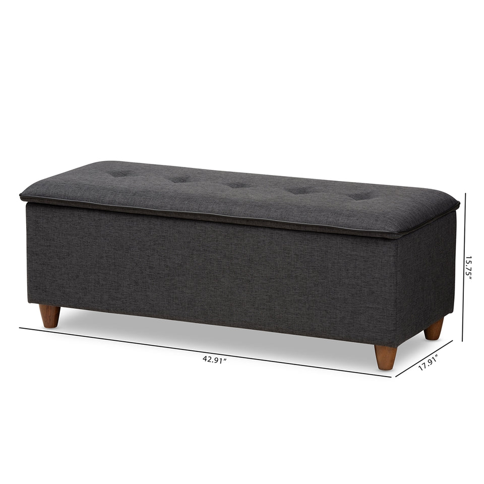 Marlisa mid-century modern upholstered button tufted storage ottoman bench.