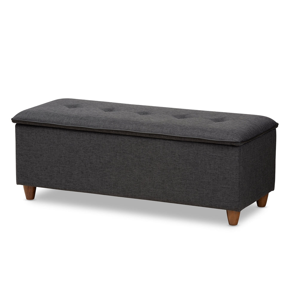 Marlisa mid-century modern upholstered button tufted storage ottoman bench.