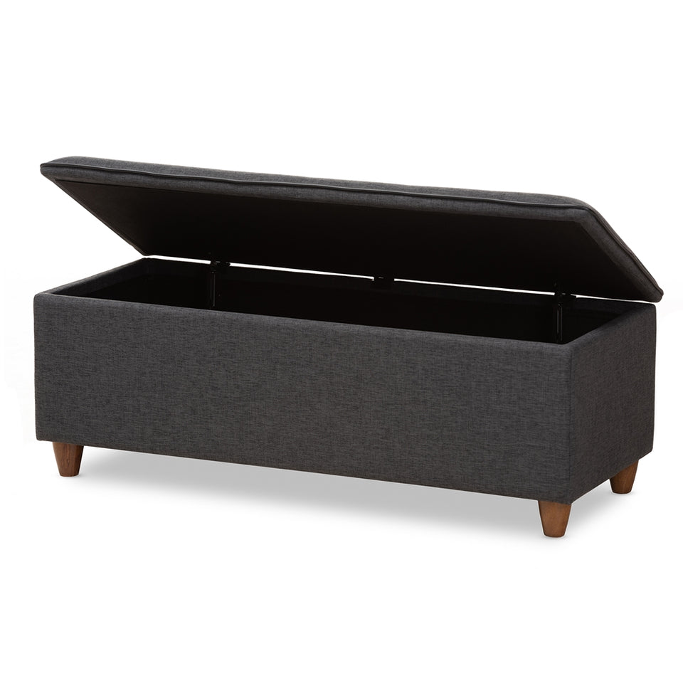 Marlisa mid-century modern upholstered button tufted storage ottoman bench.