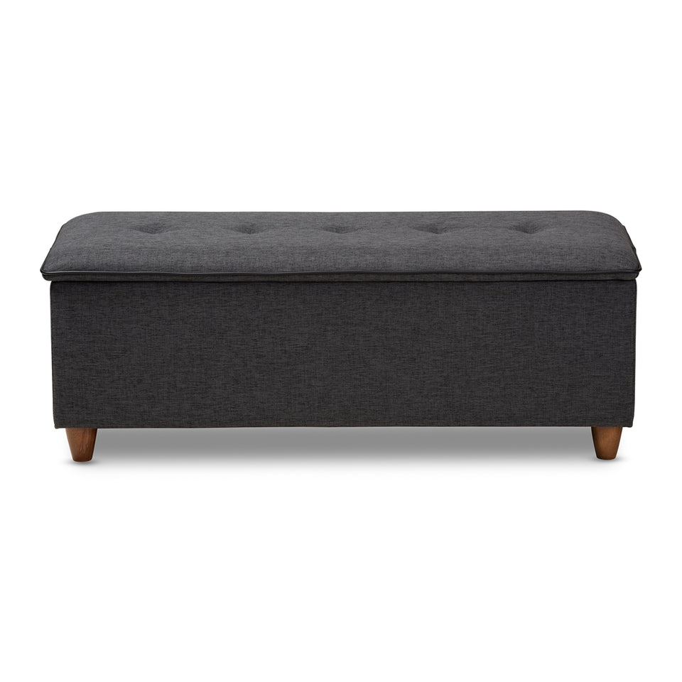 Marlisa mid-century modern upholstered button tufted storage ottoman bench.
