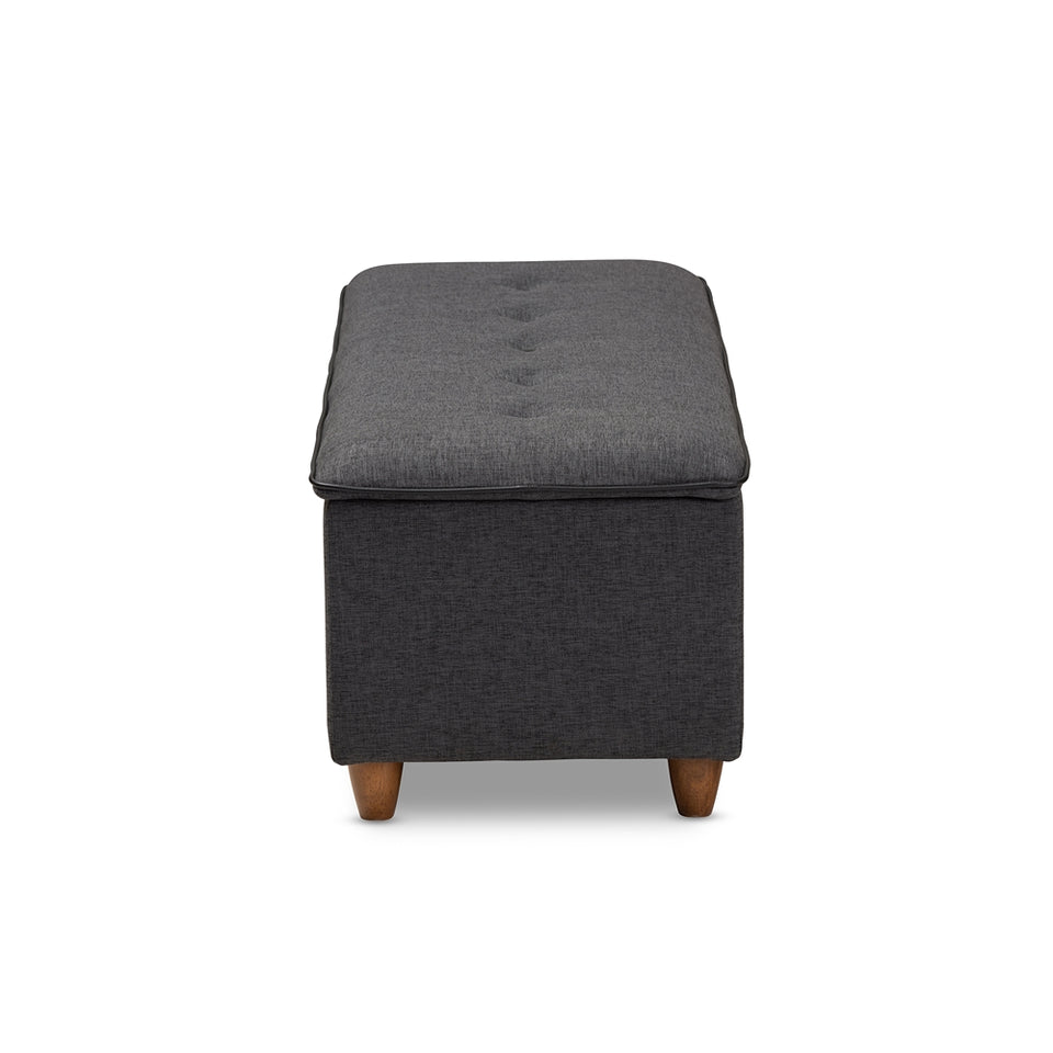 Marlisa mid-century modern upholstered button tufted storage ottoman bench.