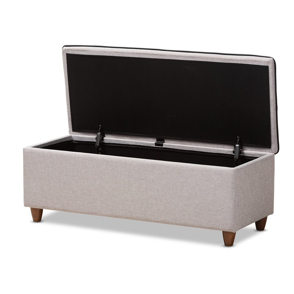 Marlisa mid-century modern upholstered button tufted storage ottoman bench.