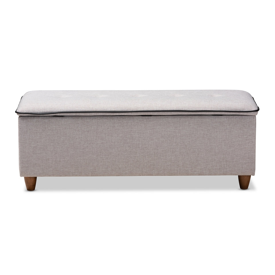 Marlisa mid-century modern upholstered button tufted storage ottoman bench.