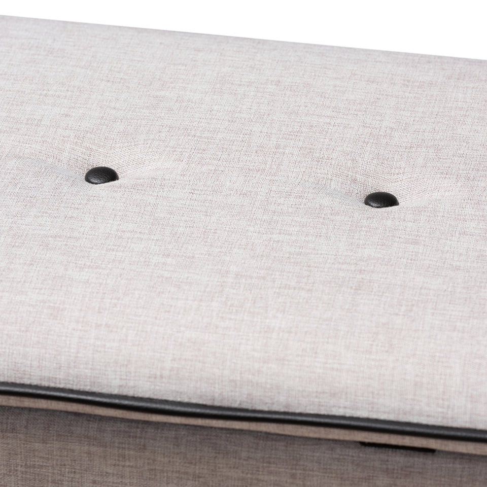 Marlisa mid-century modern upholstered button tufted storage ottoman bench.
