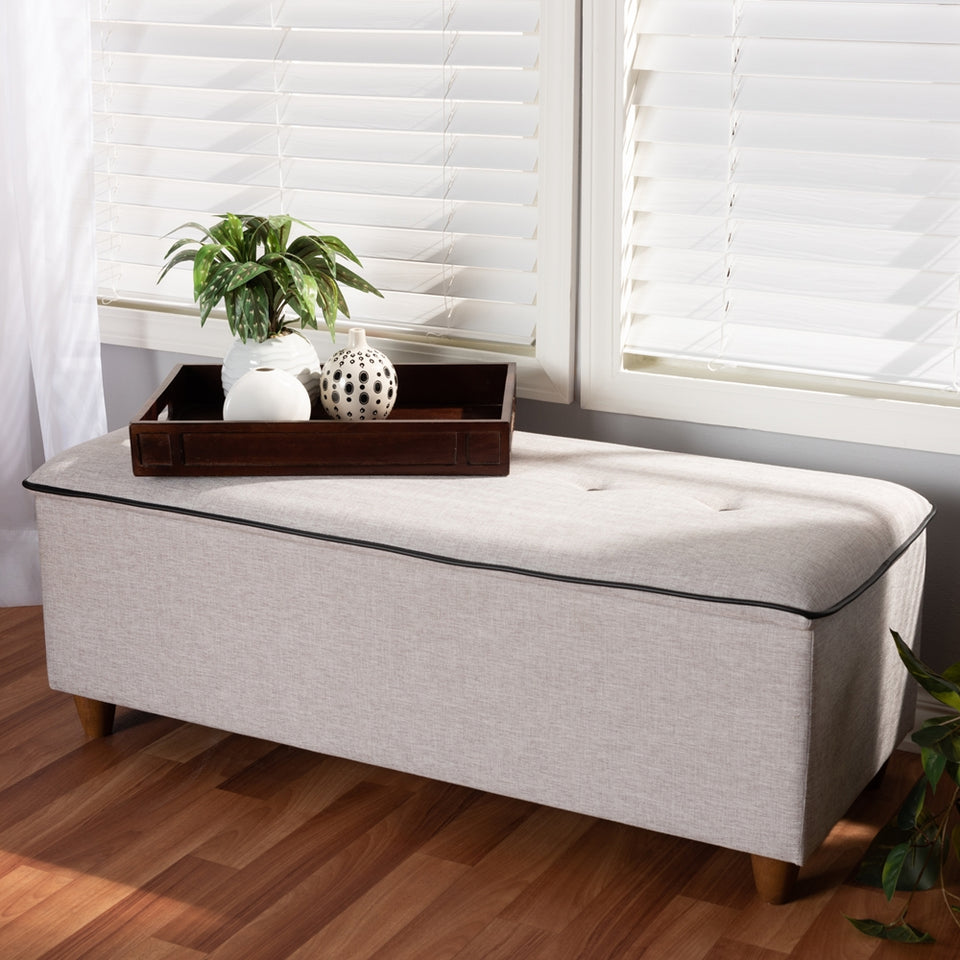 Marlisa mid-century modern upholstered button tufted storage ottoman bench.