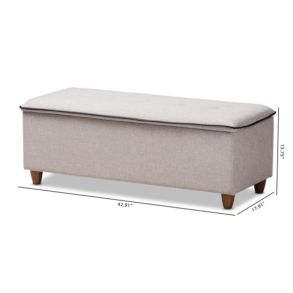 Marlisa mid-century modern upholstered button tufted storage ottoman bench.