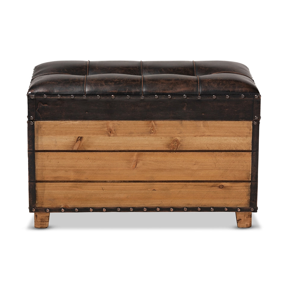 Marelli rustic 2-piece wood storage trunk ottoman set.