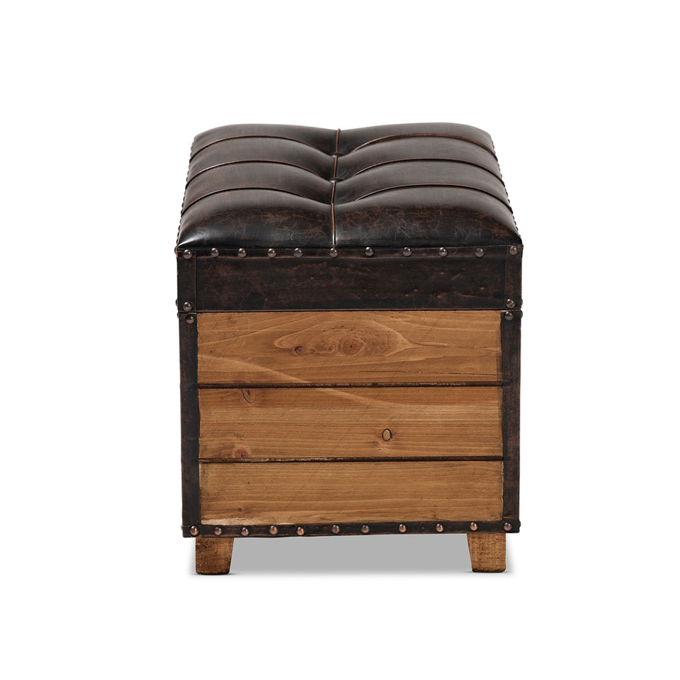 Marelli rustic 2-piece wood storage trunk ottoman set.