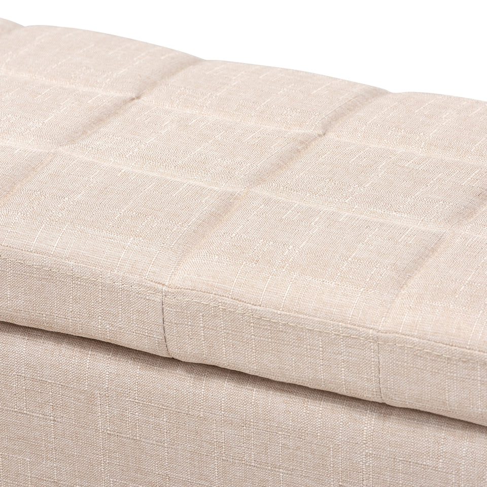 Fera modern and contemporary light blue fabric upholstered storage ottoman.