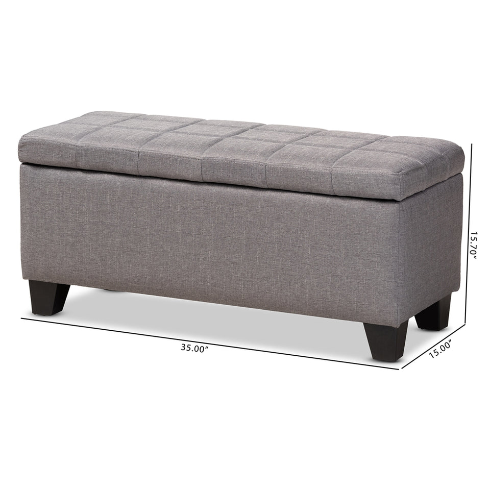 Fera modern and contemporary light blue fabric upholstered storage ottoman.