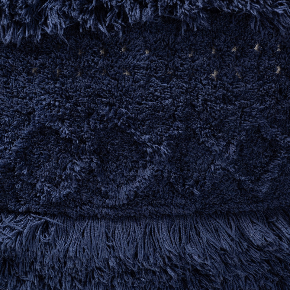 Curlew Moroccan inspired navy handwoven cotton pouf ottoman.