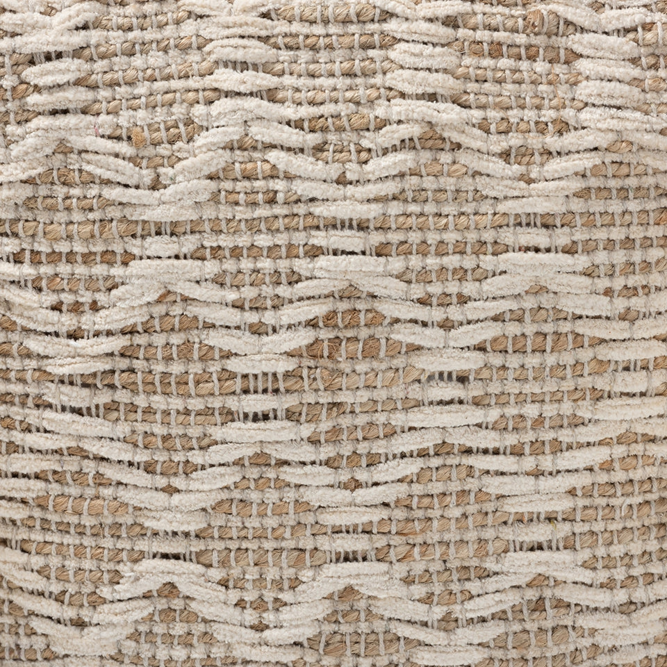 Noland Moroccan inspired natural and ivory handwoven cotton and hemp pouf ottoman.