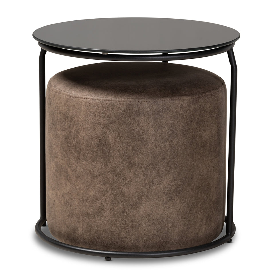 Kira modern 2-piece nesting table and ottoman set.
