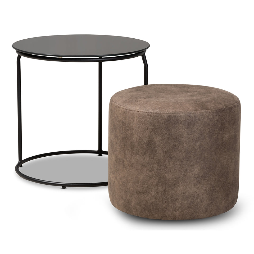 Kira modern 2-piece nesting table and ottoman set.