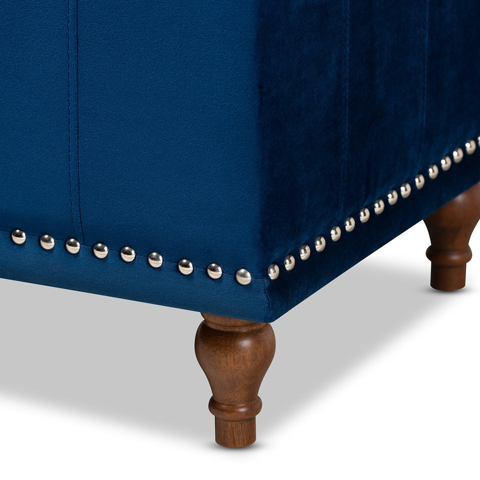 Kaylee modern velvet fabric upholstered button-tufted storage ottoman bench.
