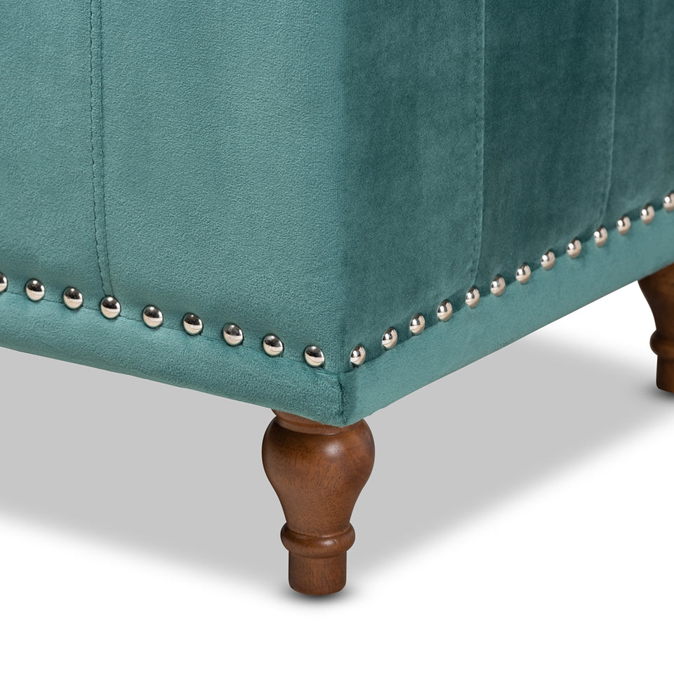 Kaylee modern velvet fabric upholstered button-tufted storage ottoman bench.