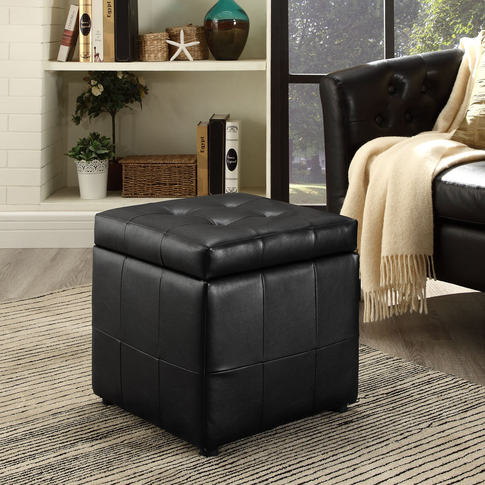 Volt Storage Upholstered Vinyl Ottoman.