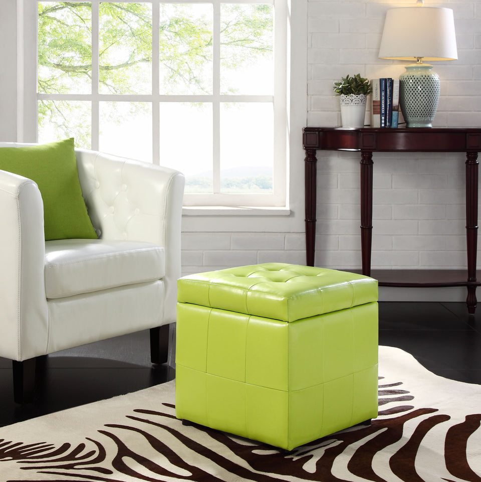 Volt Storage Upholstered Vinyl Ottoman.